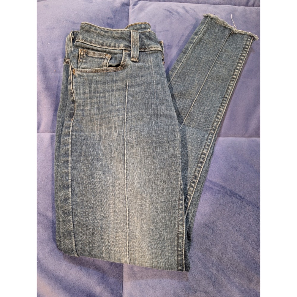 Levis 535 Super Skinny Jeans Womens 25 Blue Front Seam Raw Hem Leggings